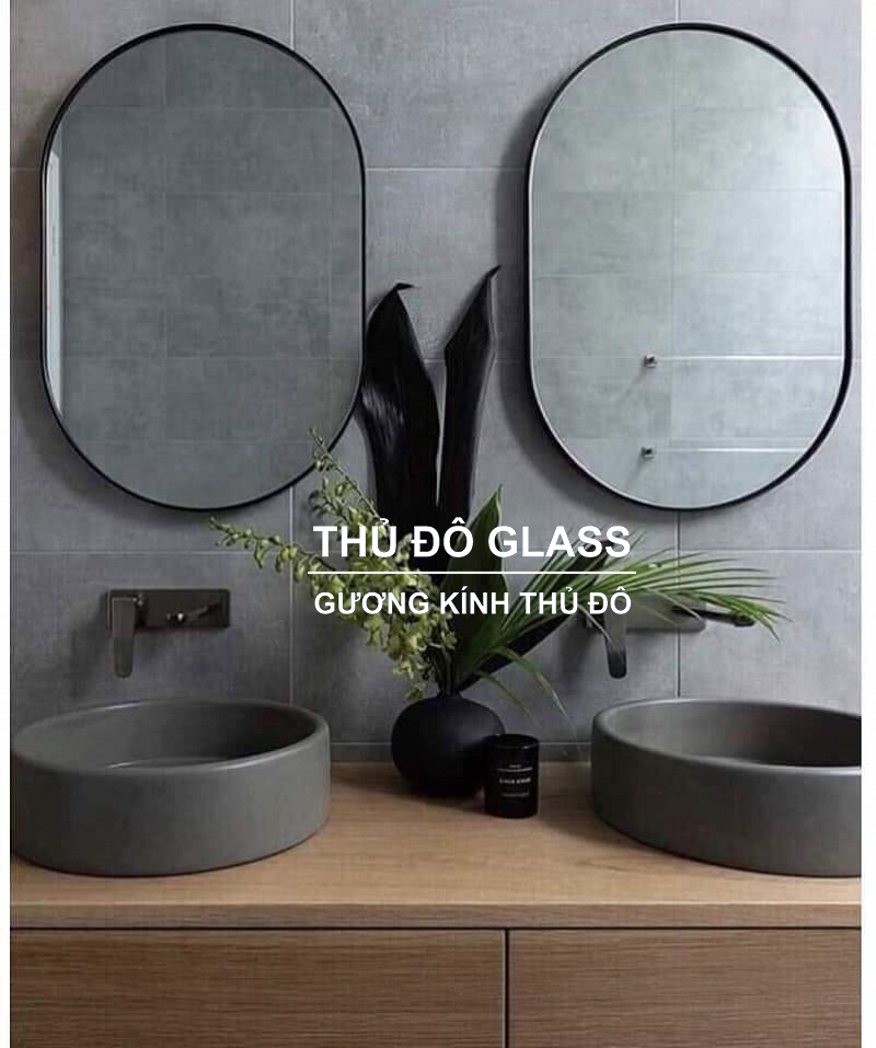 Gương khung viền kim loại treo nhà vệ sinh