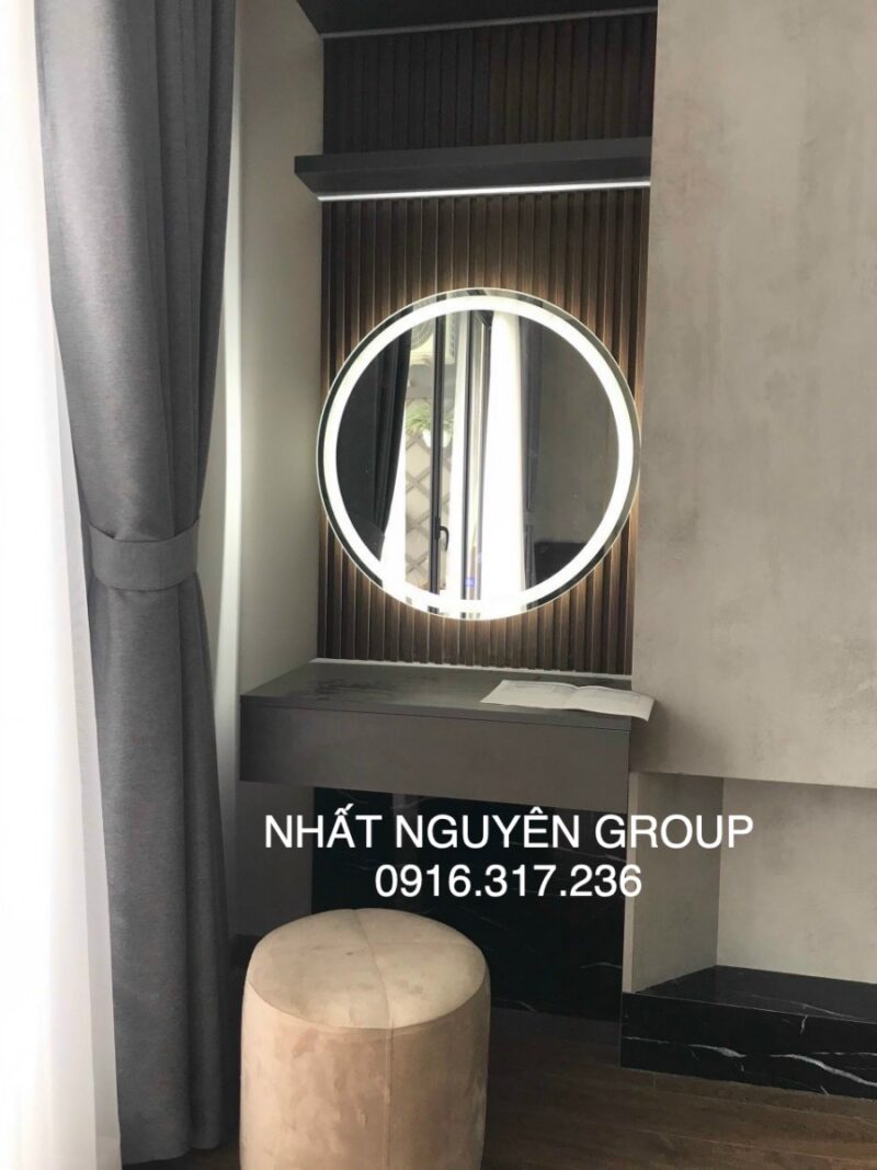 Gương tròn bàn trang điểm treo tường có đèn led Bắc Ninh
